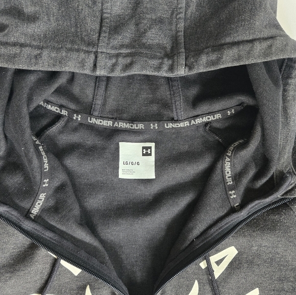 Under Armour Project rock dark grey all day hustle mens zip hoodie sz LG - Picture 5 of 7